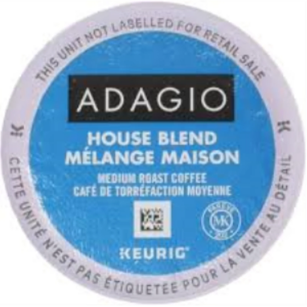 COFFEE-K CUP ADAGIO HOUSE BLEND, MEDIUM ROAST 24/BX
