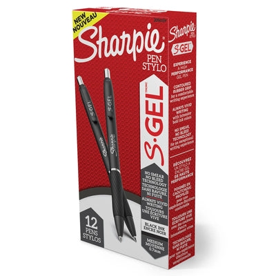 Stylo gel haute performance Sharpie 2096159 S-Gel à pointe moyenne – 0,7 mm, encre noire, technologie professionnelle anti-bavure