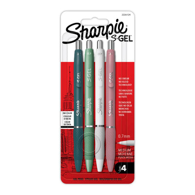 Sharpie S-Gel, stylos gel, pointe moyenne (0.7 mm), corps mode assortis, encre noire, paquet de 4