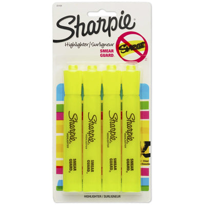 Sharpie Tank Highlighters, Yellow, 4 Count (25164PP)
