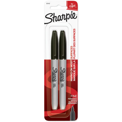 Sharpie Permanent Markers Fine Point Black 2 Count (30162PP)