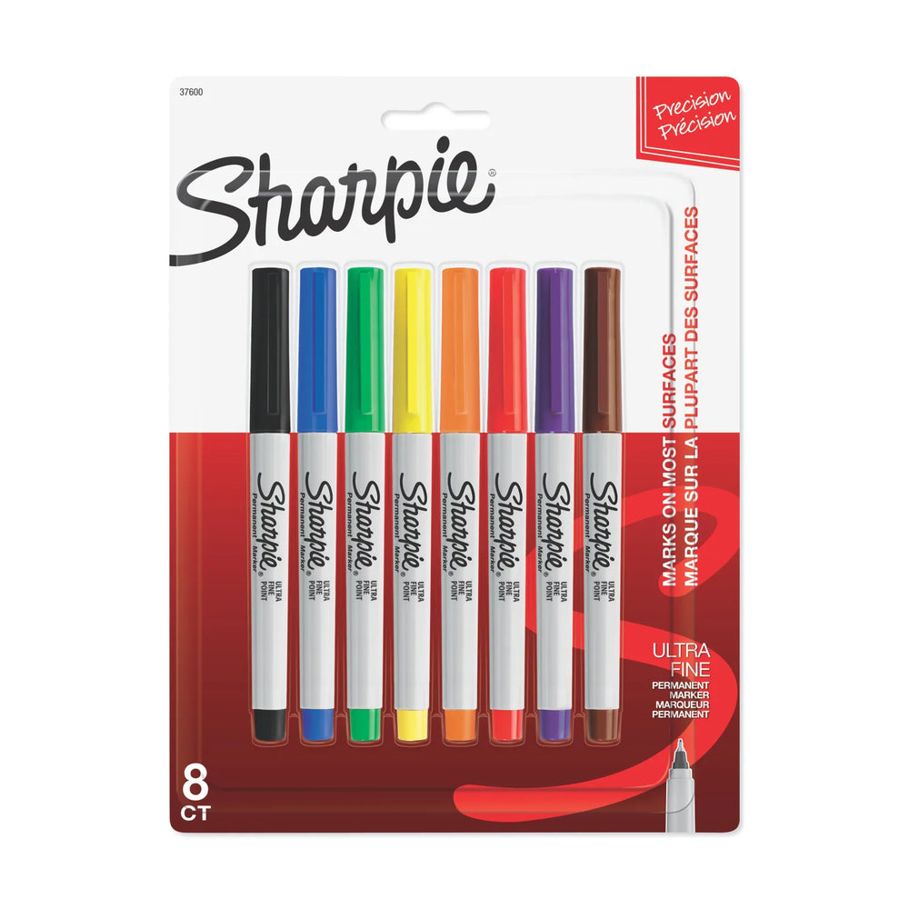 Sharpie Permanent Markers, Ultra Fine Point, Classic Colours, 8 Count