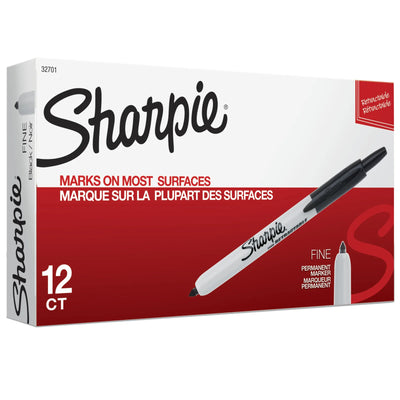 Marqueur permanent rétractable Sharpie, pointe fine, noir, 1 unité