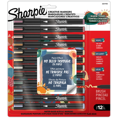 Sharpie Creative Markers Warm Tones Fine Tip Assorted Colours 12 Count (2221932)