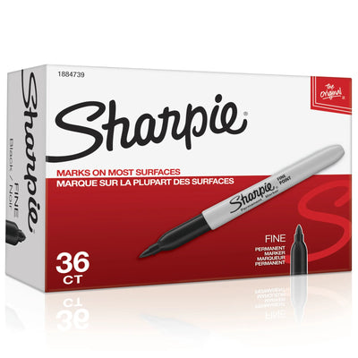 Sharpie Permanent Markers, Fine Point, Black, 36 Count (1884739)