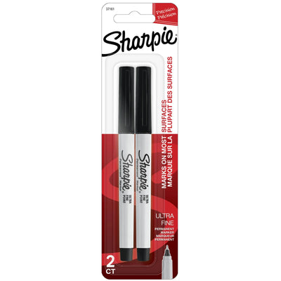 Sharpie Permanent Markers, Ultra Fine Point, Black, 2 Count (37161WC)