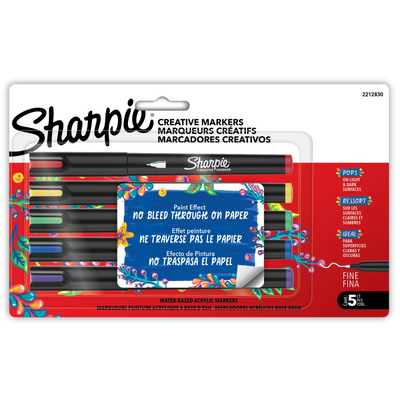 Sharpie Creative Markers, Fine Tip, Assorted, 5 Count (2212830)