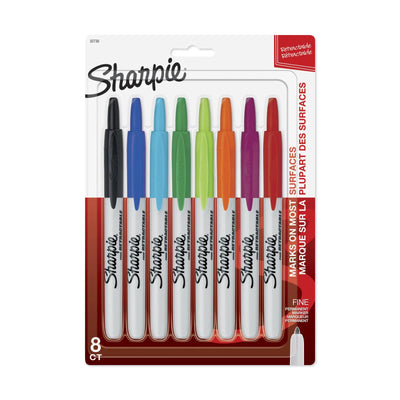 Sharpie Retractable Permanent Markers, Fine Point, Assorted Colours, 8 Count (32730PP)