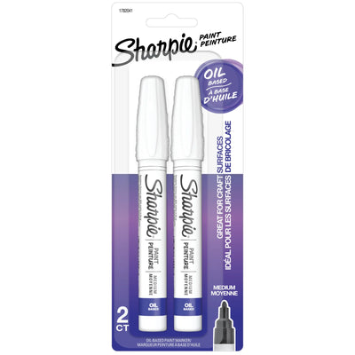 Sharpie Oil-Based Paint Markers, Medium Point, White, 2 Count (1782041)