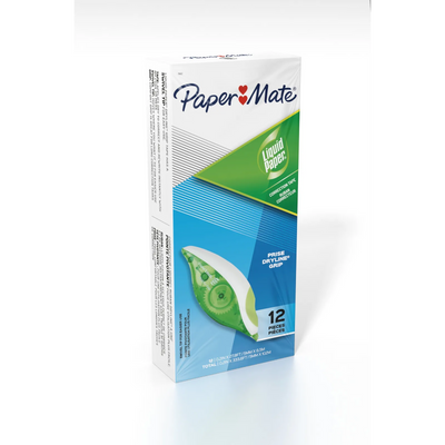 Paper Mate DryLine Grip Correction Tapes, Green Dispensers, 12 Count (6612)