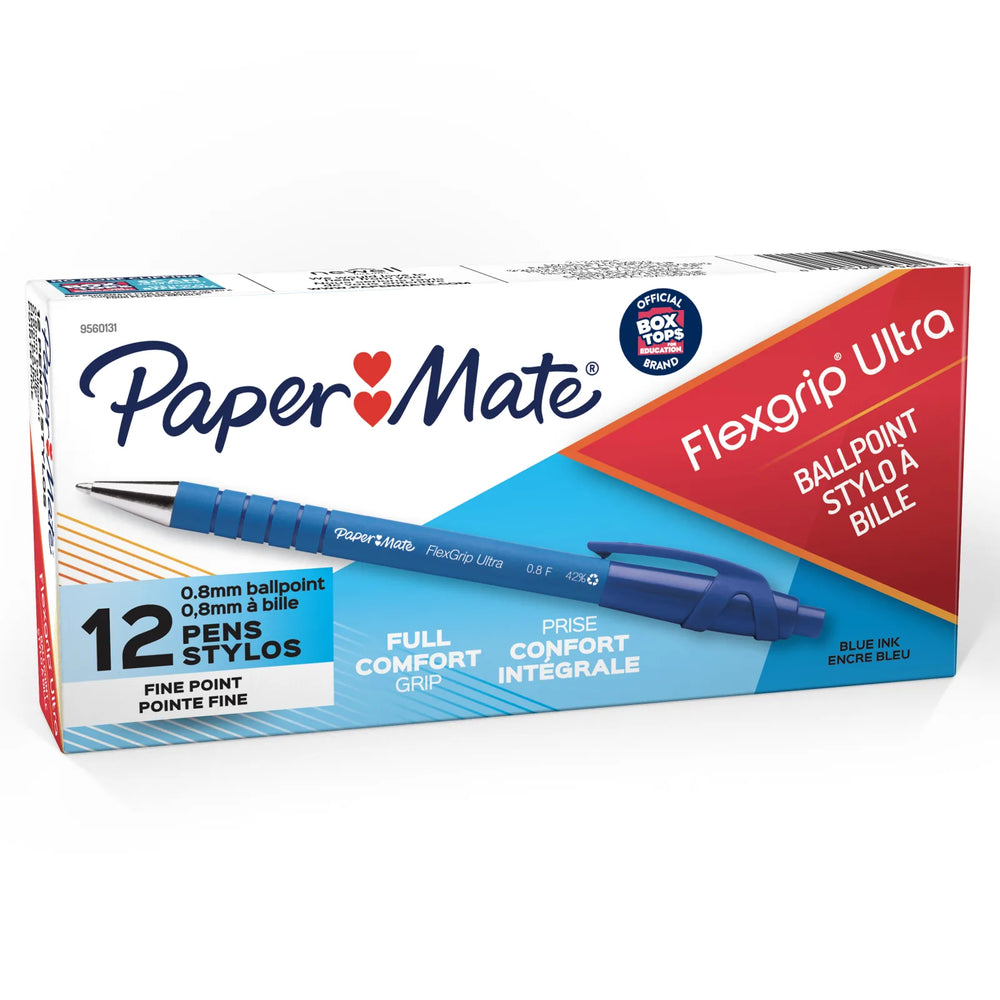 Paper Mate FlexGrip Ultra Retractable Ballpoint Pen, Fine Point (0.8 mm), Blue, 1 Unit