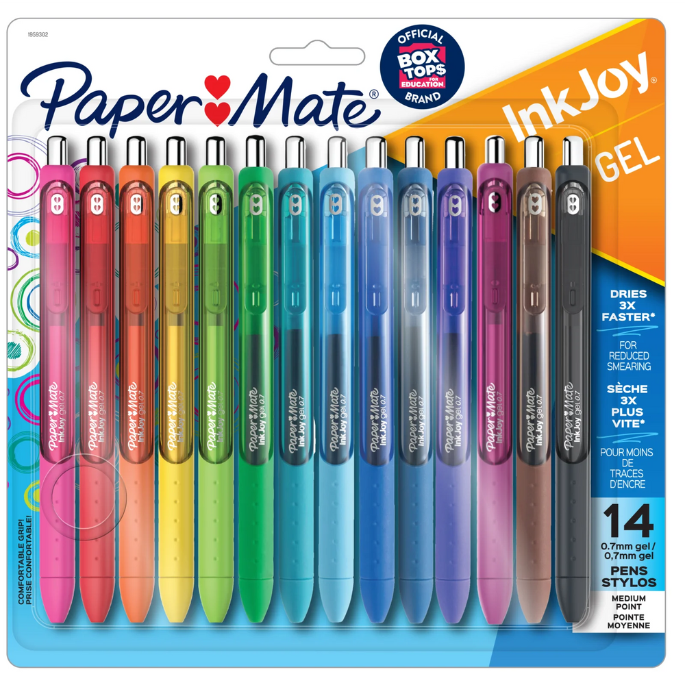 Paper Mate InkJoy Pens, Gel Pens, Medium Point (0.7 mm), Assorted Colours, 14 Count
