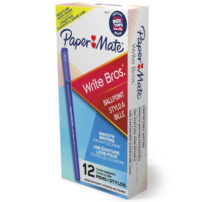 Paper Mate Write Bros. Blue Ink Pen, Medium Point (3311131C)