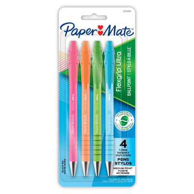 Paper Mate FlexGrip Ultra Ballpoint Pens Medium Point 1.0 mm Black 4 Count (2202864)