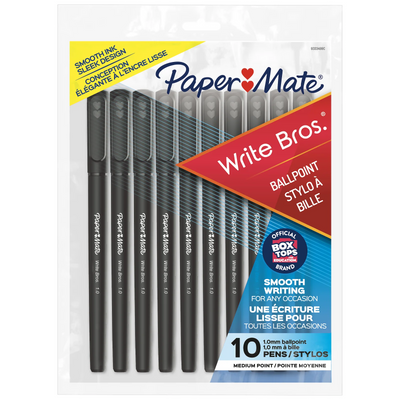 Paper Mate Write Bros. Black Ink Pens, Medium Point, 10 Count (9333499C)