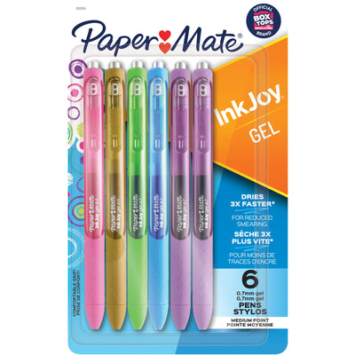 Paper Mate InkJoy Gel Pens, Medium Point (0.7 mm), Assorted Colours, 6 Count (2162814)