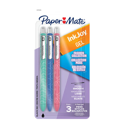 Paper Mate InkJoy Gel Pens Fashion Barrels Medium Point (0.7mm) Black 3 Count (2221484)