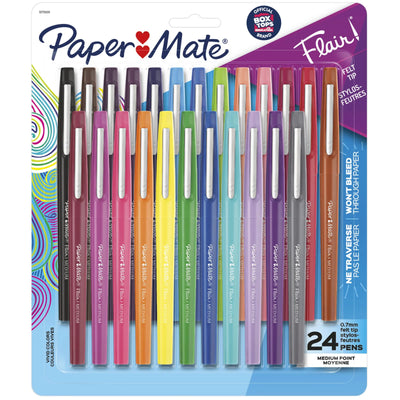 Paper Mate Flair Felt Tip Pens Medium Point 0.7mm Assorted Colours 24 Count (1978998)