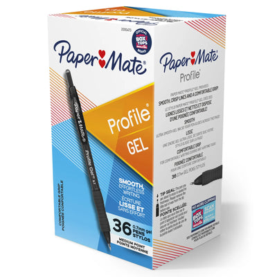 Paper Mate Gel Pen, Profile Retractable Pen, Medium Point, Black, 36 Count (2095473)