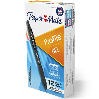 Paper Mate Profile Retractable Gel Pen, Black, 0.7mm Medium Point (2095476)