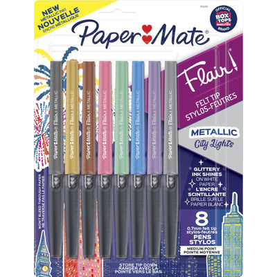 Paper Mate Flair Metallic Felt Tip Pens, Assorted Colours, 8 Count (2134319)