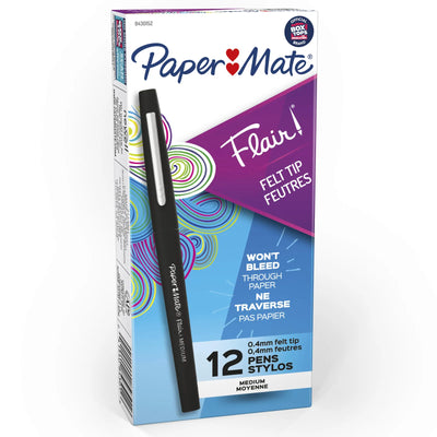 Paper Mate Flair Felt Tip Pen Medium Point Black (8430152)
