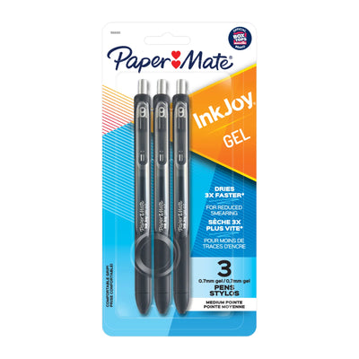Paper Mate InkJoy Gel Pens, Medium Point (0.7 mm), Black, 3 Count (1959303)