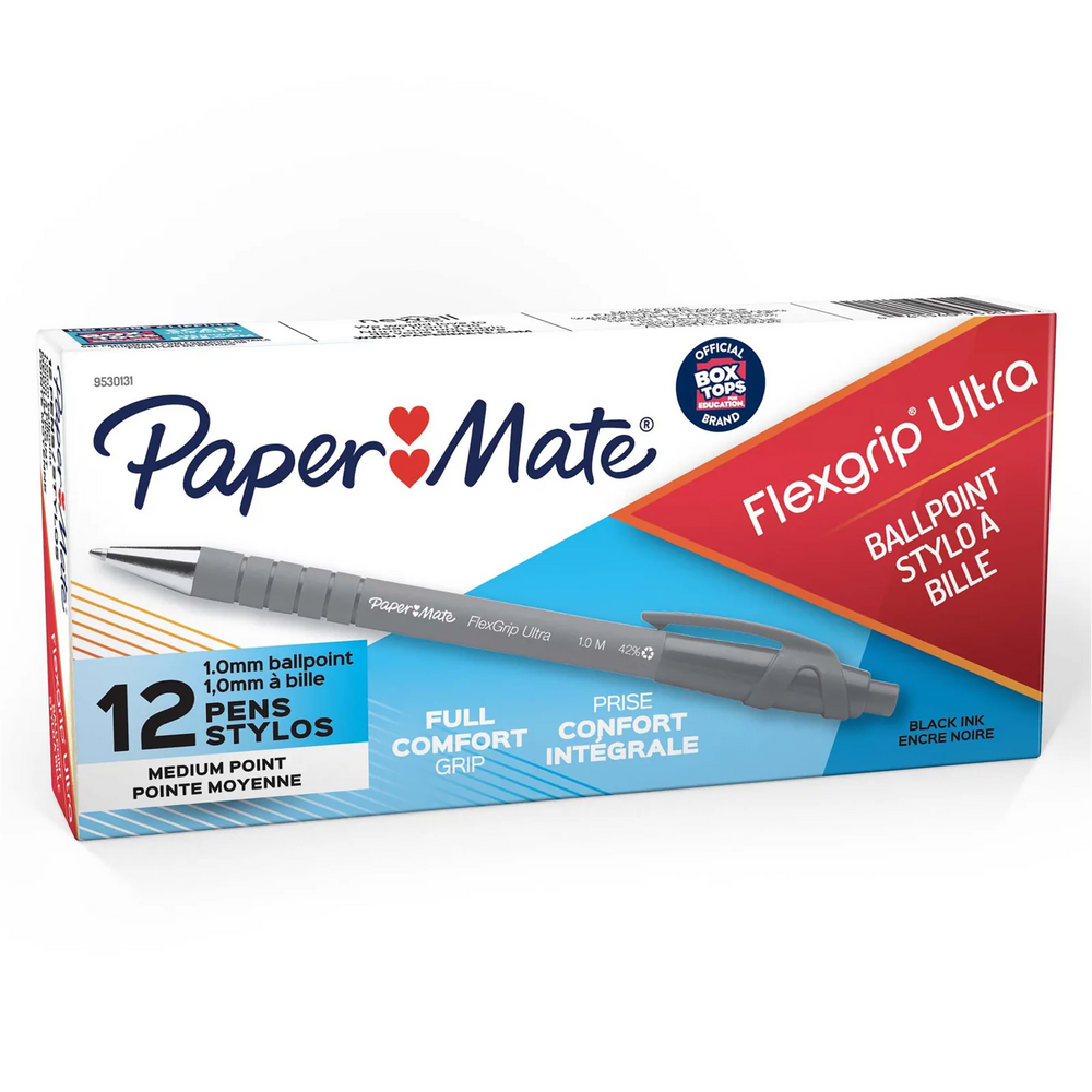 Paper Mate 9530131 FlexGrip Ultra Retractable Ballpoint Pen – 1.0mm Medium Point, Black