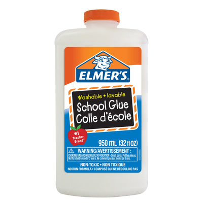 Colle scolaire lavable Elmer's, blanche, idéale pour faire de la slame, 950 mL
