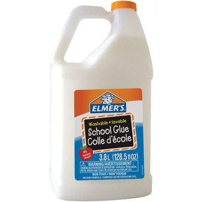 Colle scolaire lavable Elmer's, blanche, idéale pour faire du slime, 3,8 L