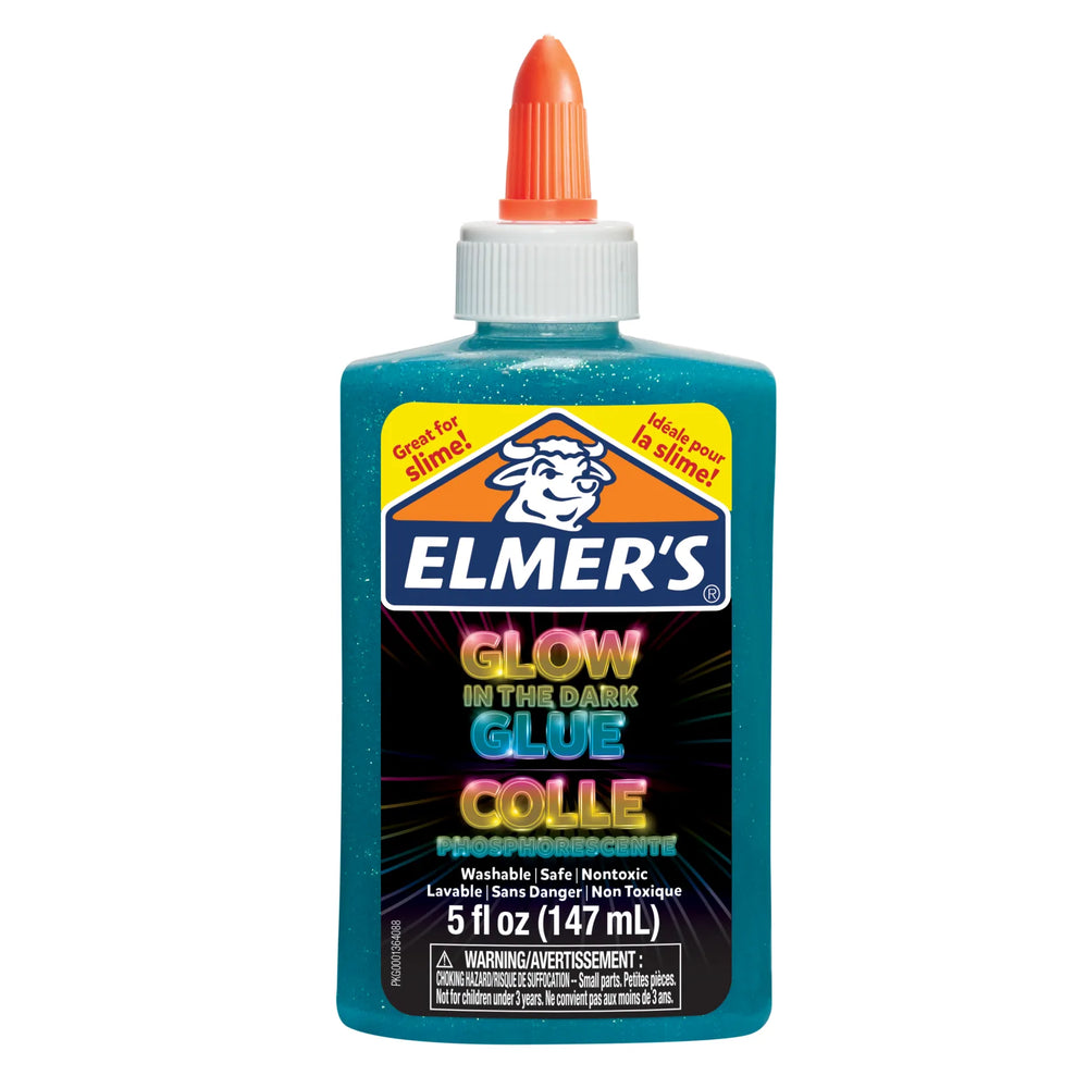 Elmer’s Glow-in-the-Dark Liquid Glue, Washable, Blue, Great for Making Slime, 147 mL