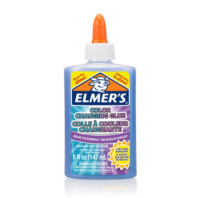 Colle liquide change de couleur Elmer's, idéale pour faire de la slime, lavable, bleu à mauve, 147 mL