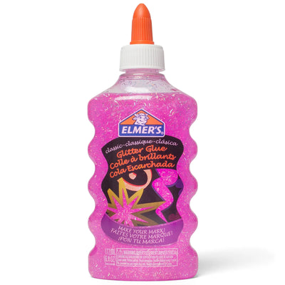 Colle à paillettes liquide Elmer's, lavable, idéale pour fabriquer de la slime, rose, 6 oz (177 mL)