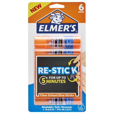 Elmer's Re-Stick School Glue Sticks, 8g, 6 Count (E4806)