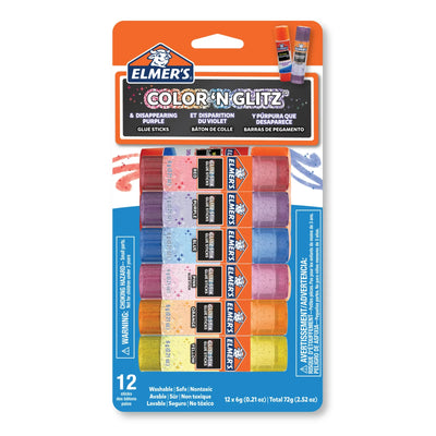 Elmer's Colour 'n Glitz Glue Sticks Variety Pack, Assorted Colours, 12 Count (2197116)