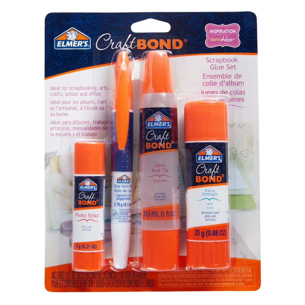 Elmer’s Craft Bond Scrapbook Glue Set, 4 Types of Craft Glue