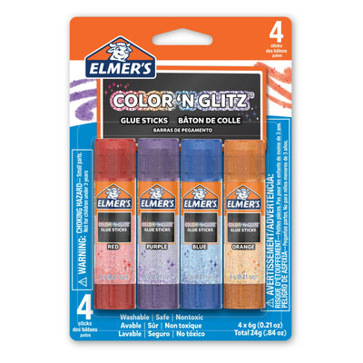 Elmer's Colour 'n Glitz Glue Sticks Variety Pack, Assorted Colours, 4 Count (2197114)