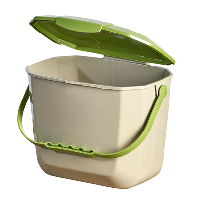 M2 Professional 8L Kitchen Food Waste Container Beige & Green 2.11us (RYC-0108-BE-GN)