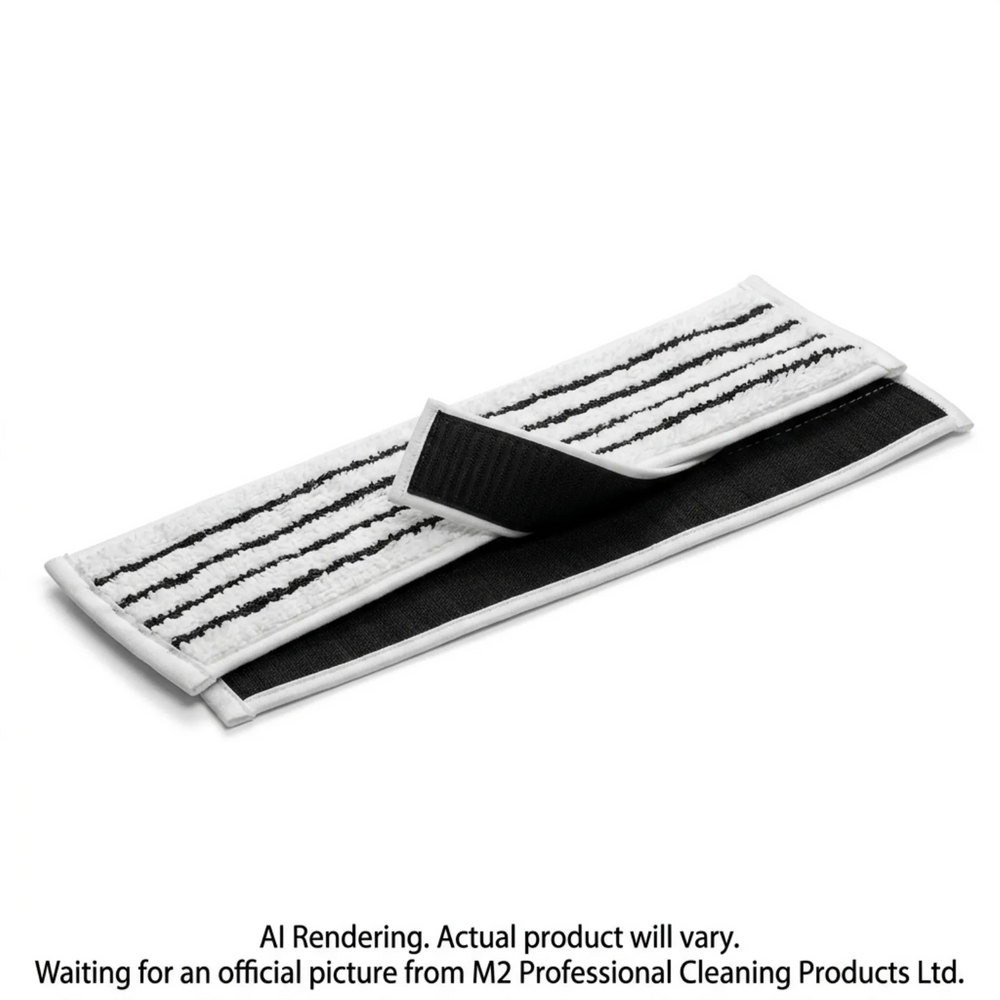 MicroStrip Velcro Flat Mop MicroFiber Pad 60cm/24" white/w/Black scrubber strip