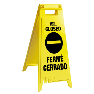 28" Floor Sign “Closed” – English/French/Spanish