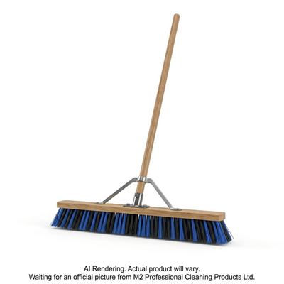 M2 Professional Ryno Stiff Blue/Black PVC Bristle Push Broom with Brace and Tapered Handle (PB-700-BB36)