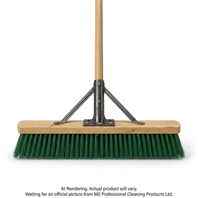 M2 Professional Bulldog Stiff Green PVC Bristle Push Broom with Tapered Handle (PB-BD700-GB36)