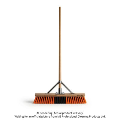 M2 Professional 24" Ryno Orange/Black Ex-Stiff PVC Fill Push Broom Assembled (PB-720-OR24)
