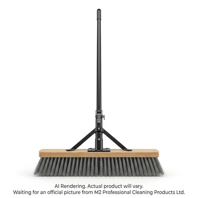 24” / 60 cm Side-Clipped Garage Push Broom with HD Metal Handle and Brace