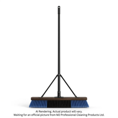 M2 Professional 24" Side-Clipped Medium Sweep Push Broom with HD Metal Handle (PB-630-BB24)