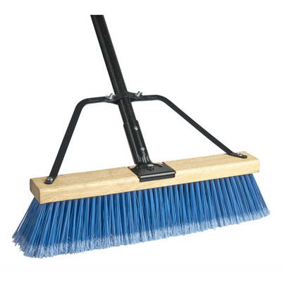 M2 Professional 18" Ryno Soft Flagged Blue Fill Push Broom with Brace and Tapered Handle Assembled (PB-810-BT18)