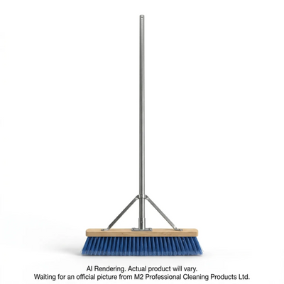 M2 Professional 24" Soft Blue Flagged Push Broom with Brace and Tapered Handle (PB-810-BT24)