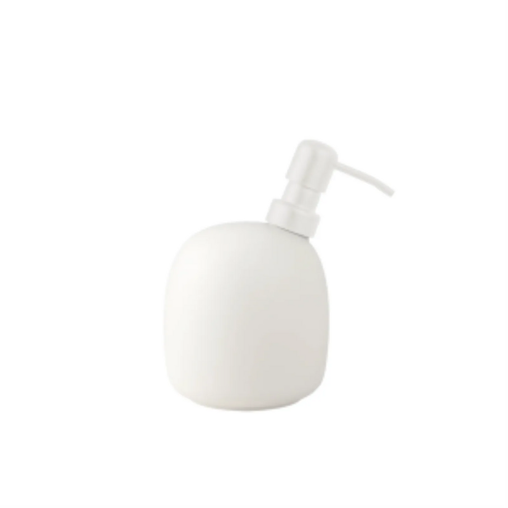 Happy Sinks Kiwi Ceramic Soap Dispenser – Pearl White & Stainless Steel – Modern Nordic Sink Accessory (EB-HS-060)