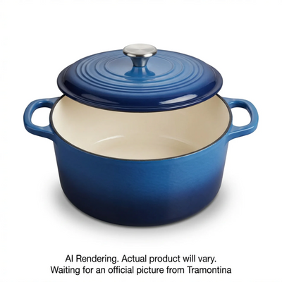 Tramontina S1000 6.5 Qt Covered Round Dutch Oven - Cast Iron - Blue - Ss Knob - Gourmet (80131/Blue)