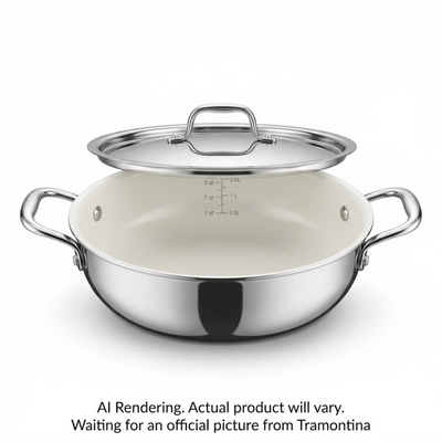 Tramontina 2.7 Qt Covered Kadai - Stainless Steel Tri-Ply Clad Natural Arkitek (98051/005DS)
